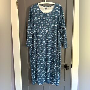 Land’s End Women’s Cotton Long Sleeve Midcalf Nightgown